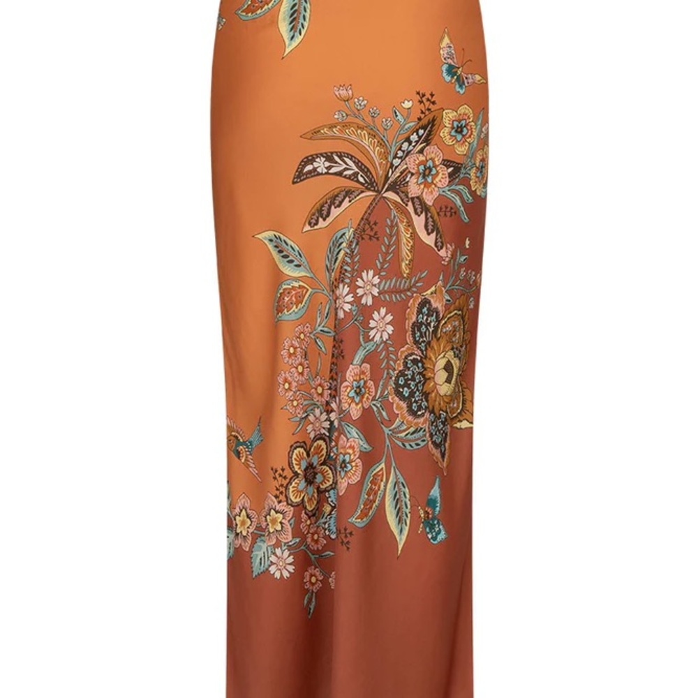 Floral Orange Maxi Skirt
